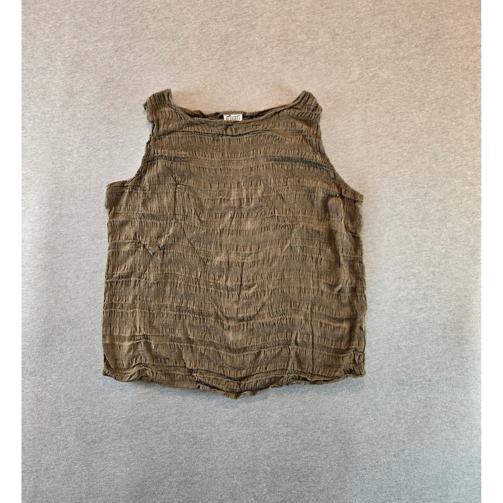 CP Shades Tank Top Womens Medium Brown Crinkle Lagenlook Whimsigoth Rayon